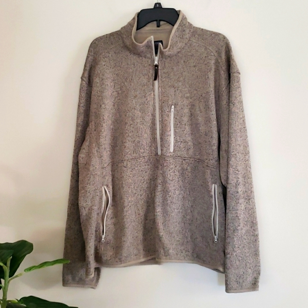 Smiths work wear fleece like quarter zip  pullover neutral tan, men's size 2XL